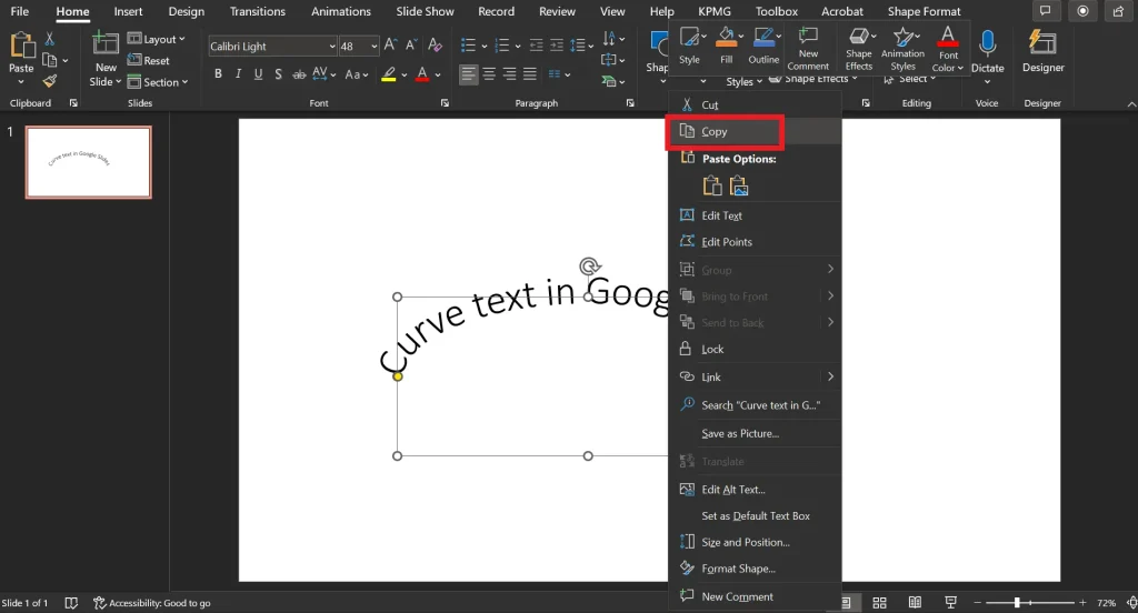 How to curve text in Google Slides