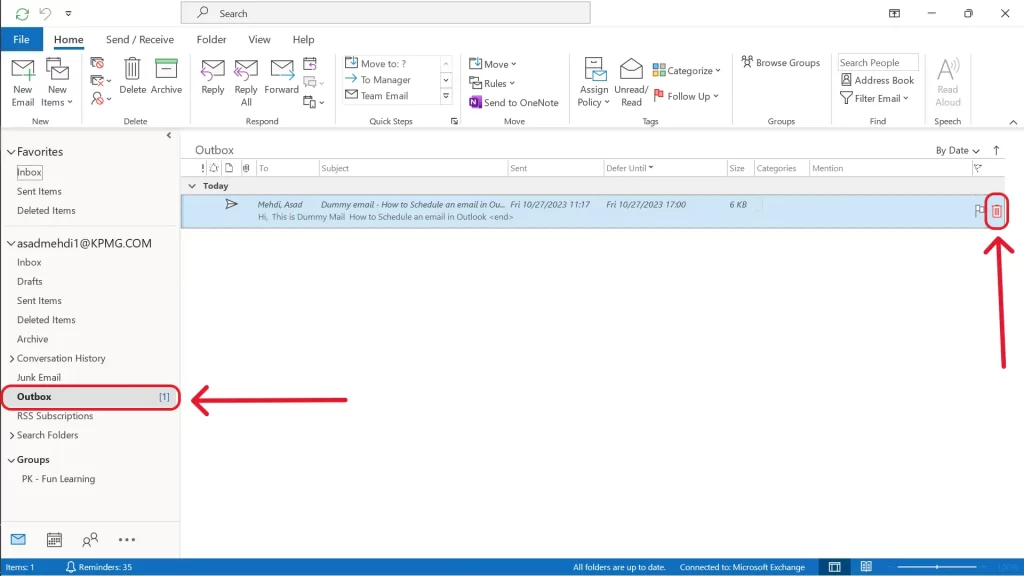 How to schedule an email in outlook