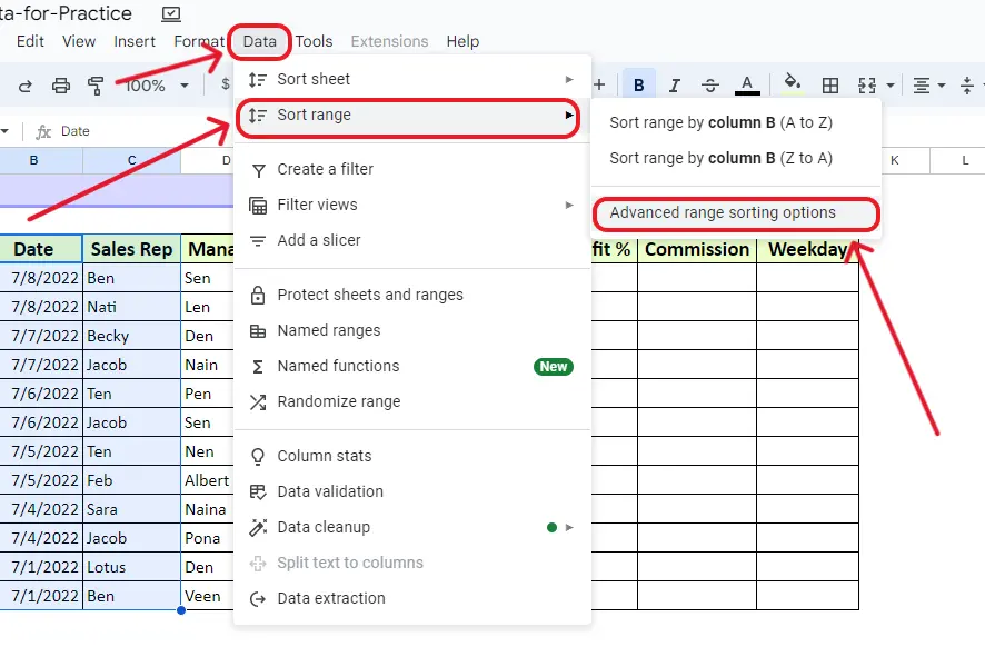 How to Sort by date in Google Sheets