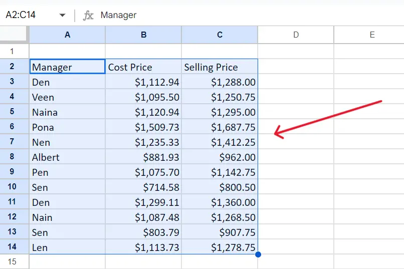 How to make a table in Google Sheets